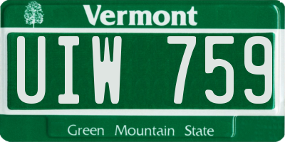 VT license plate UIW759