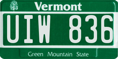 VT license plate UIW836