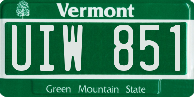 VT license plate UIW851