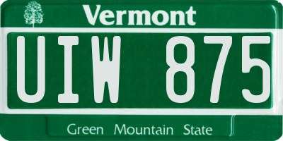 VT license plate UIW875