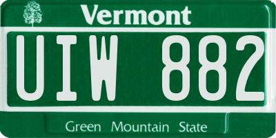 VT license plate UIW882