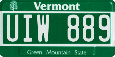 VT license plate UIW889