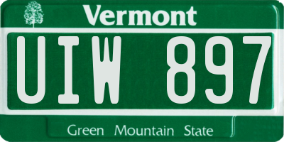 VT license plate UIW897