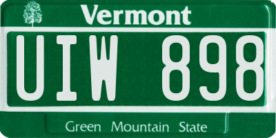 VT license plate UIW898