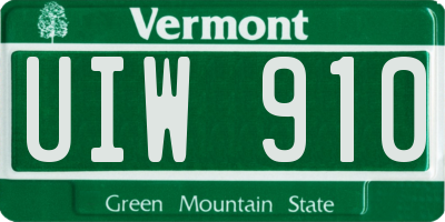 VT license plate UIW910