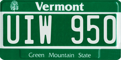 VT license plate UIW950