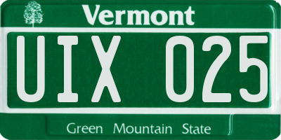 VT license plate UIX025