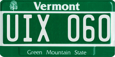 VT license plate UIX060