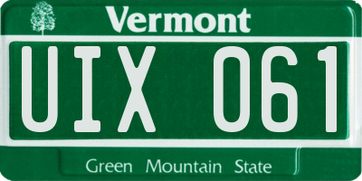 VT license plate UIX061