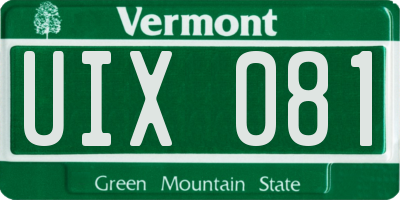 VT license plate UIX081