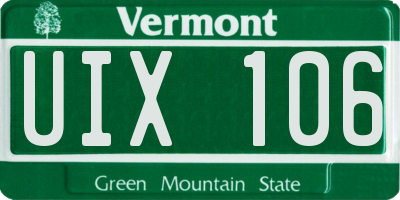 VT license plate UIX106