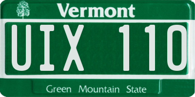 VT license plate UIX110