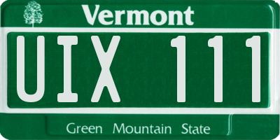 VT license plate UIX111