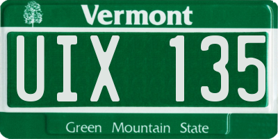VT license plate UIX135