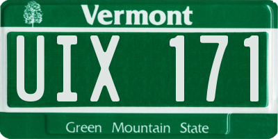VT license plate UIX171
