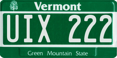 VT license plate UIX222