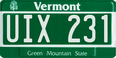 VT license plate UIX231