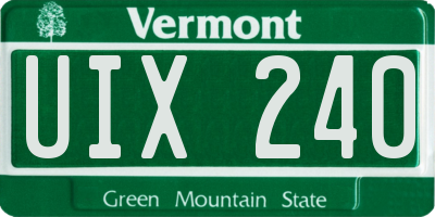 VT license plate UIX240