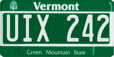 VT license plate UIX242