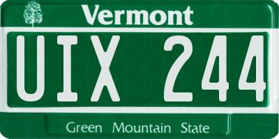 VT license plate UIX244