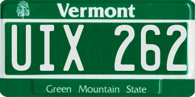 VT license plate UIX262