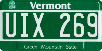 VT license plate UIX269