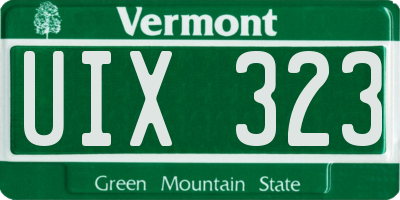 VT license plate UIX323