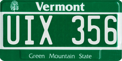 VT license plate UIX356
