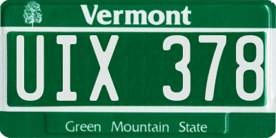 VT license plate UIX378