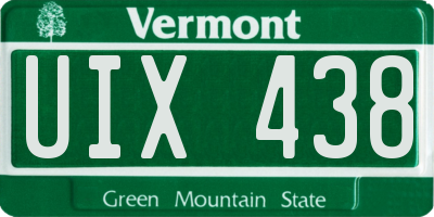 VT license plate UIX438