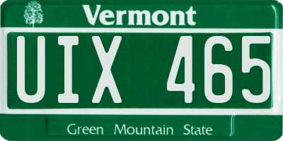 VT license plate UIX465