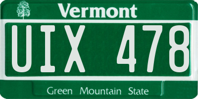 VT license plate UIX478