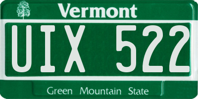 VT license plate UIX522
