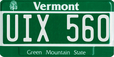 VT license plate UIX560