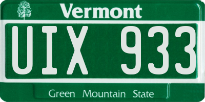VT license plate UIX933