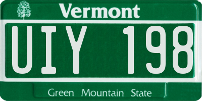 VT license plate UIY198