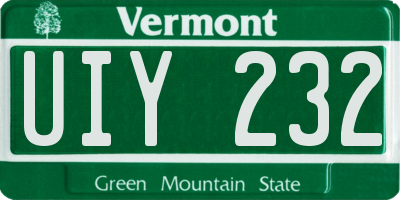 VT license plate UIY232