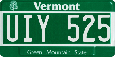 VT license plate UIY525