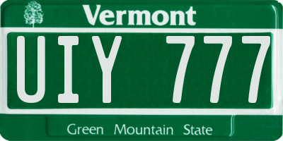 VT license plate UIY777