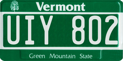 VT license plate UIY802
