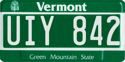 VT license plate UIY842