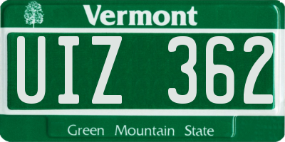 VT license plate UIZ362