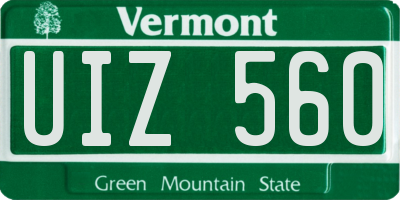 VT license plate UIZ560