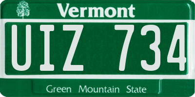 VT license plate UIZ734