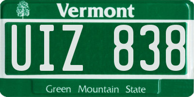 VT license plate UIZ838