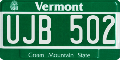 VT license plate UJB502