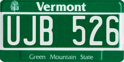 VT license plate UJB526