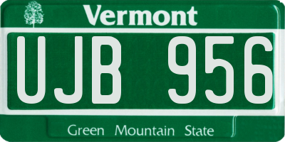VT license plate UJB956