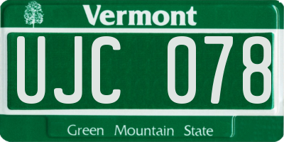 VT license plate UJC078