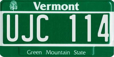 VT license plate UJC114